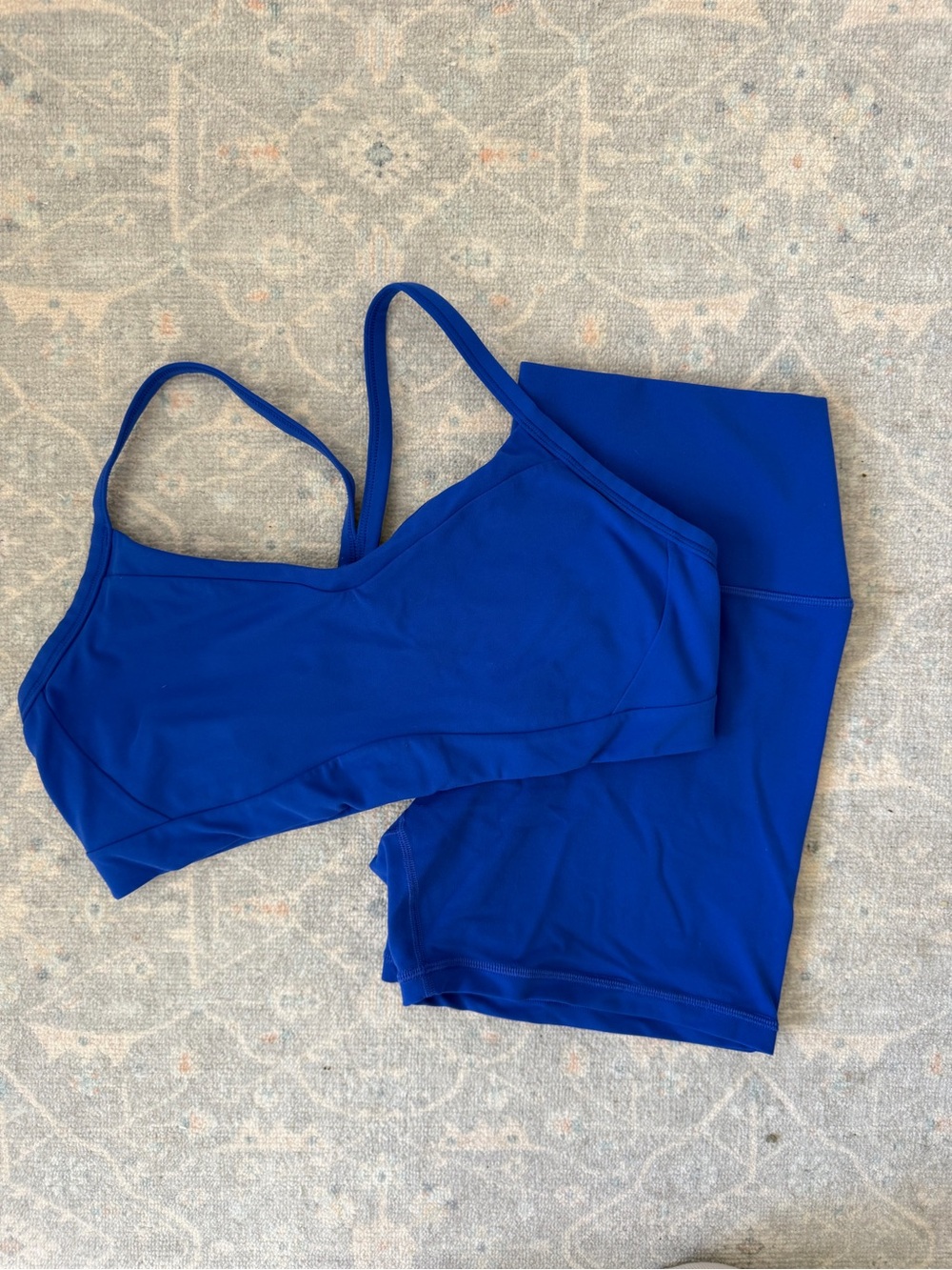 Athleta Blue Bike Shorts & Sports Bra Set